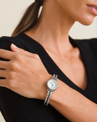 Anneliese Silver-Tone Cuff Watch