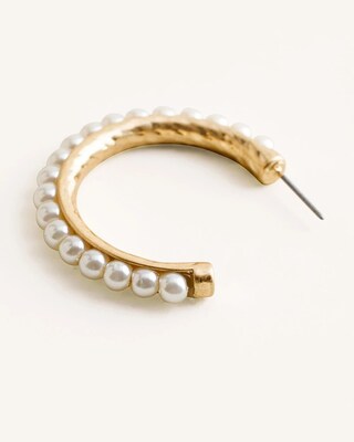 Faux-Pearl Hoop Earrings