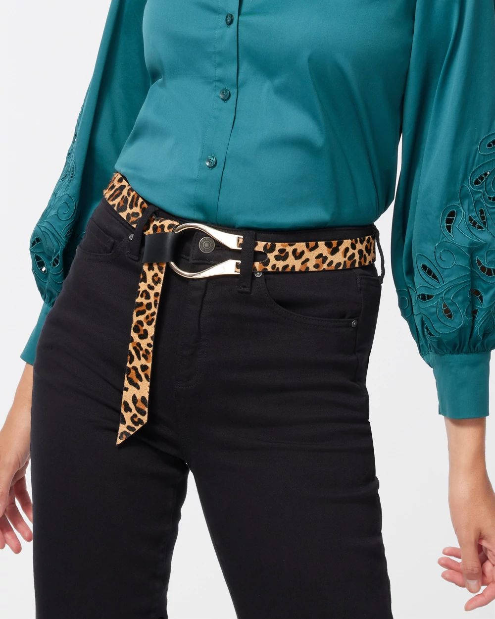 Animal Print Leather Belt