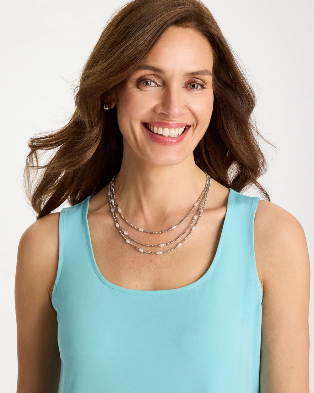 Pearlescent Bead Ball Short Necklace click to view larger image.