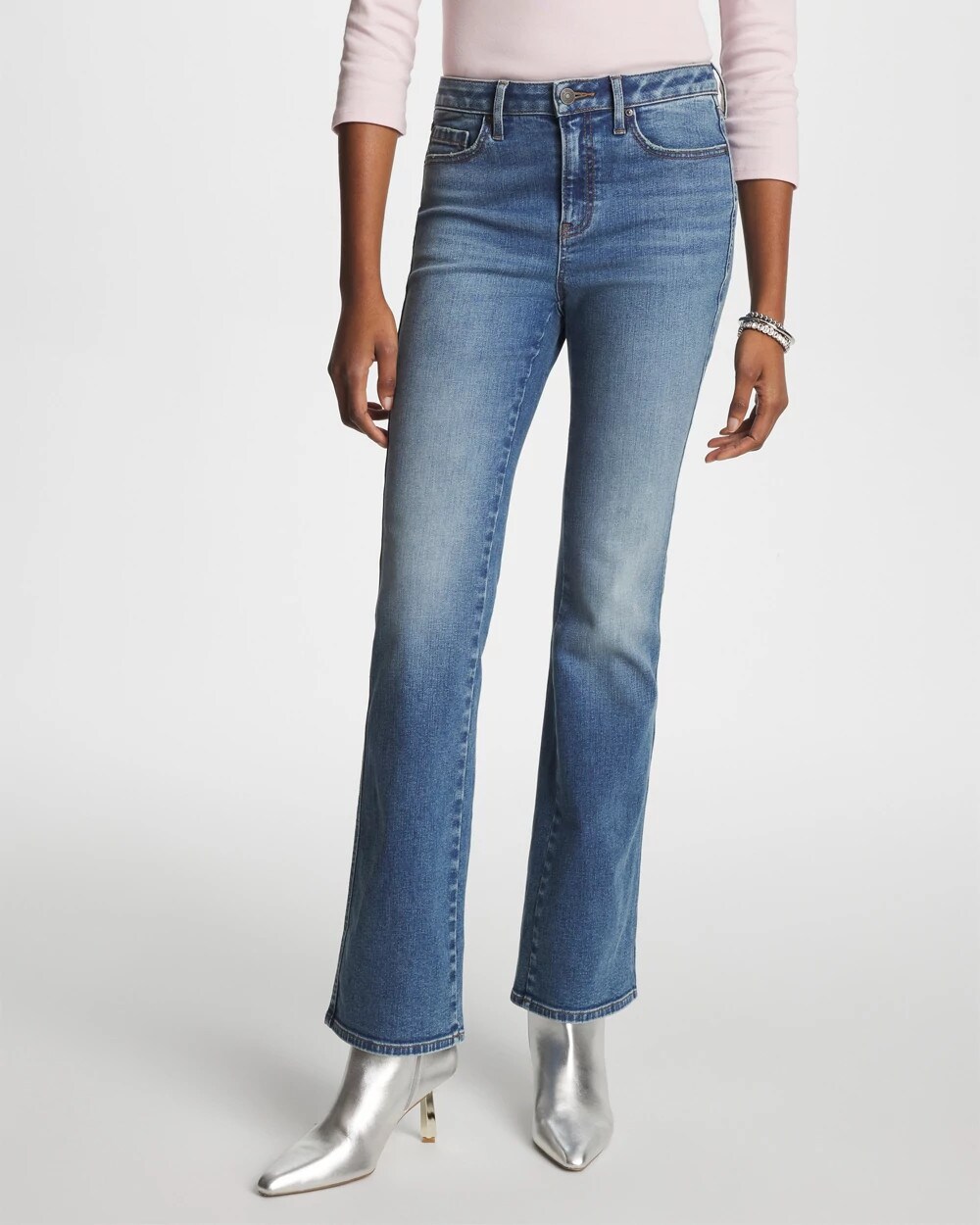 Chico's Petite Skinny Bootcut Flared Jeans In Evelyn Indigo