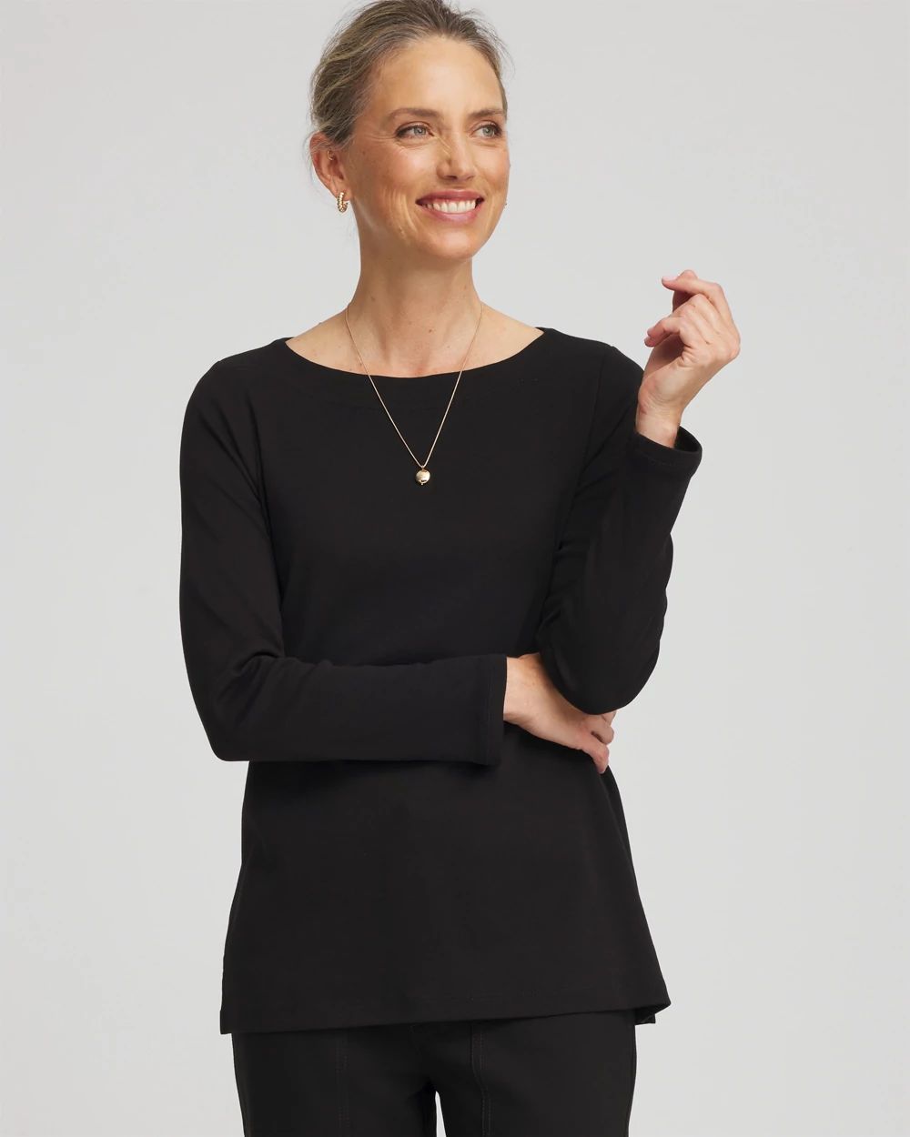 Stretch Cotton Boatneck Tunic