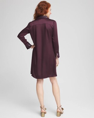 Satin Embroidered Shirt Dress click to view larger image.