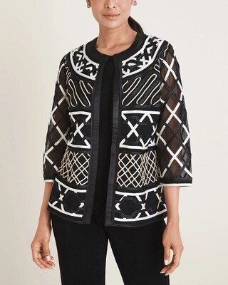 Travelers Collection Embellished Mesh Jacket