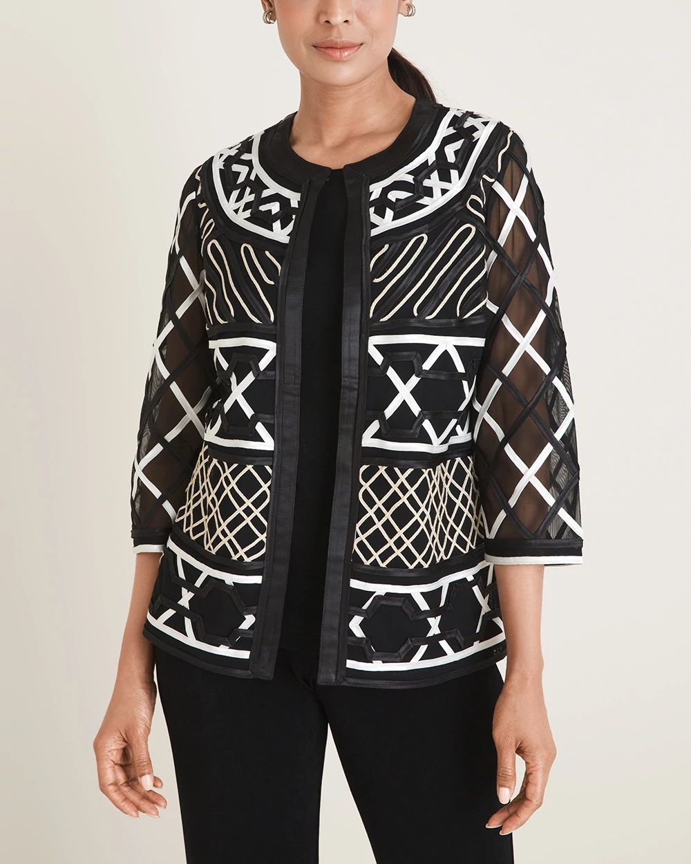 Travelers Collection Embellished Mesh Jacket