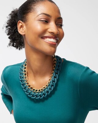 Teal Links Collar Necklace