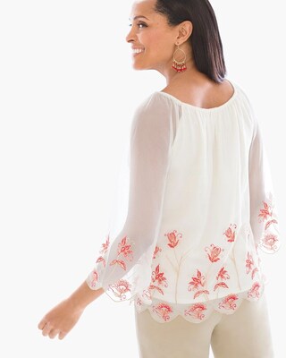 Embroidered Floral Mesh Top
