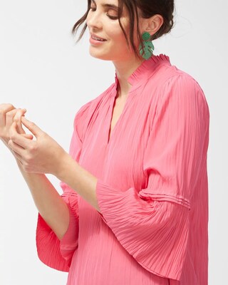 Pleated Flare Sleeve Blouse