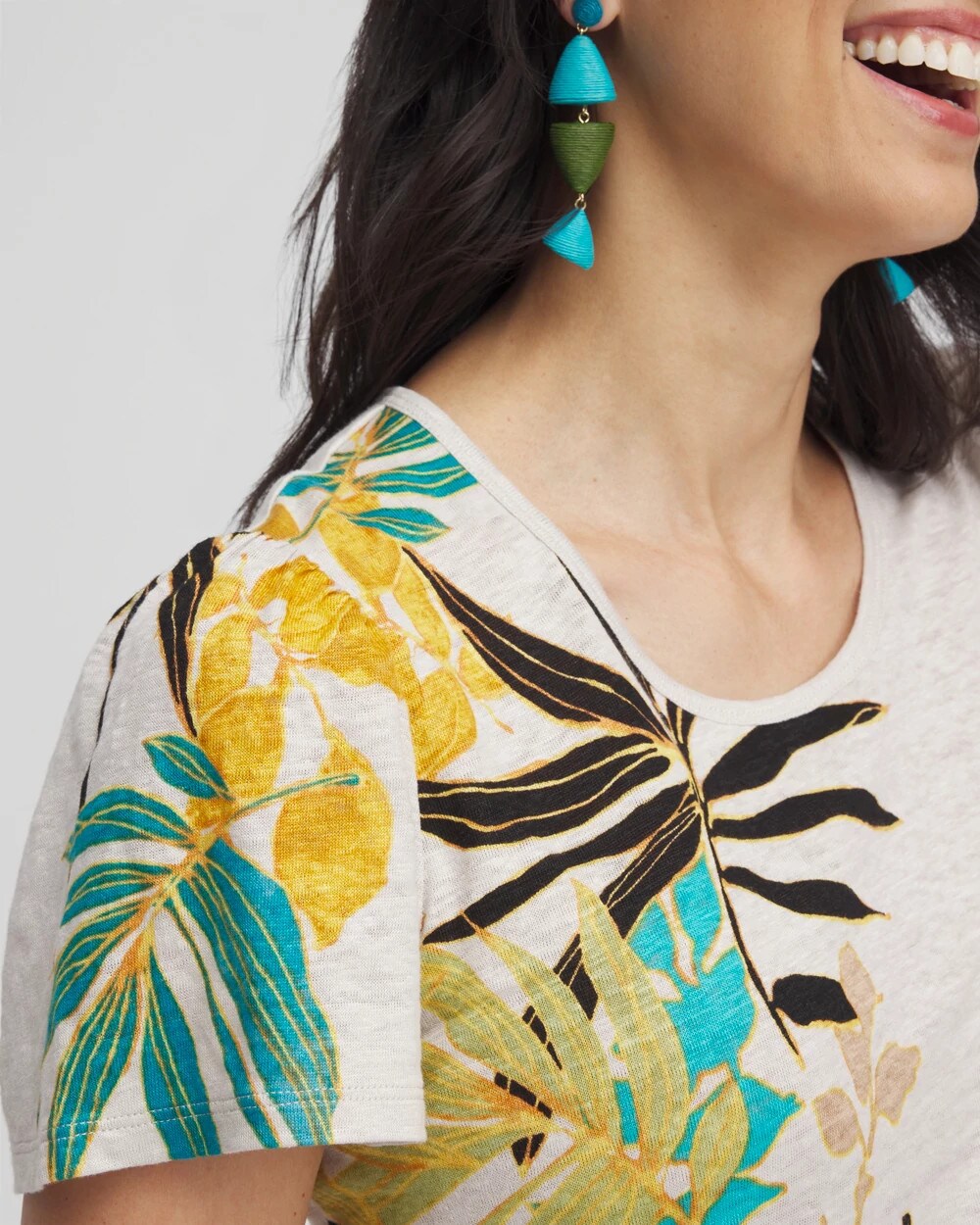 Palms Linen Flutter Sleeve Tee