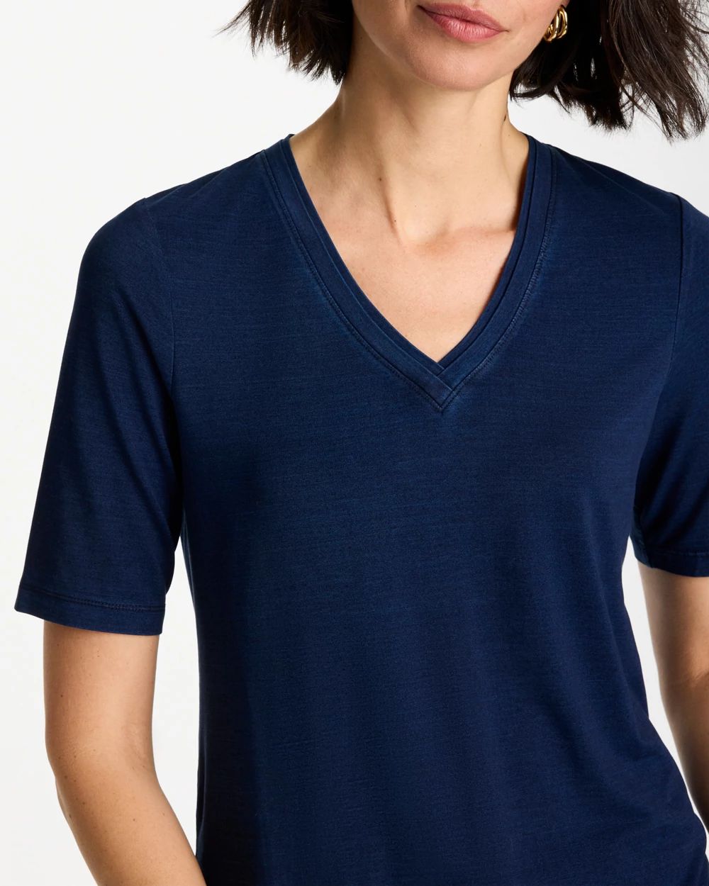 Cotton Slub V-Neck Tee