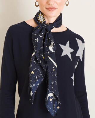 Zodiac-Print Silk Square Scarf