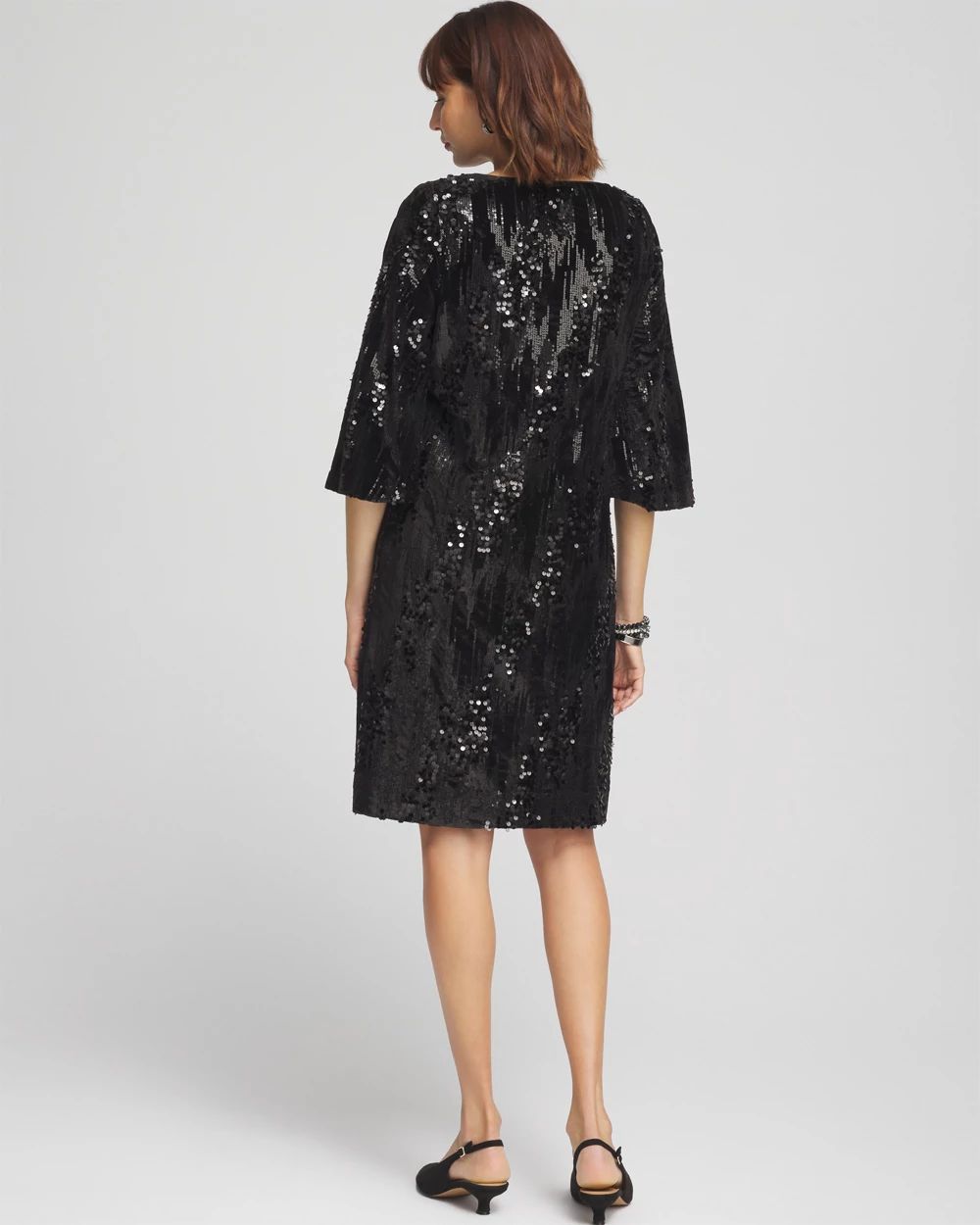 Sequin Bell-Sleeve Dress