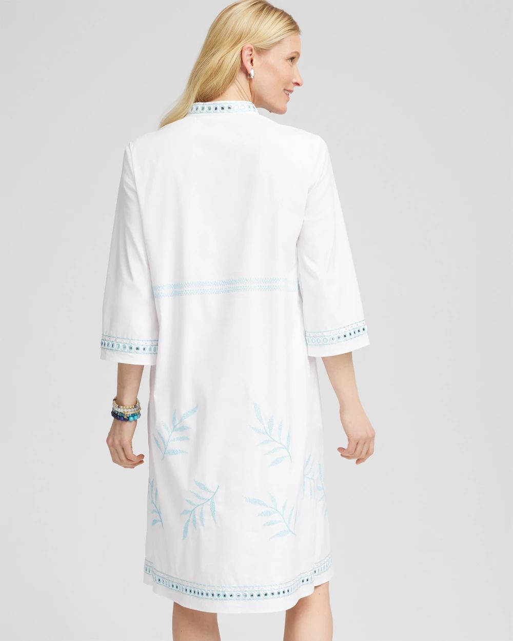 Embroidered Stand Collar Kaftan Dress