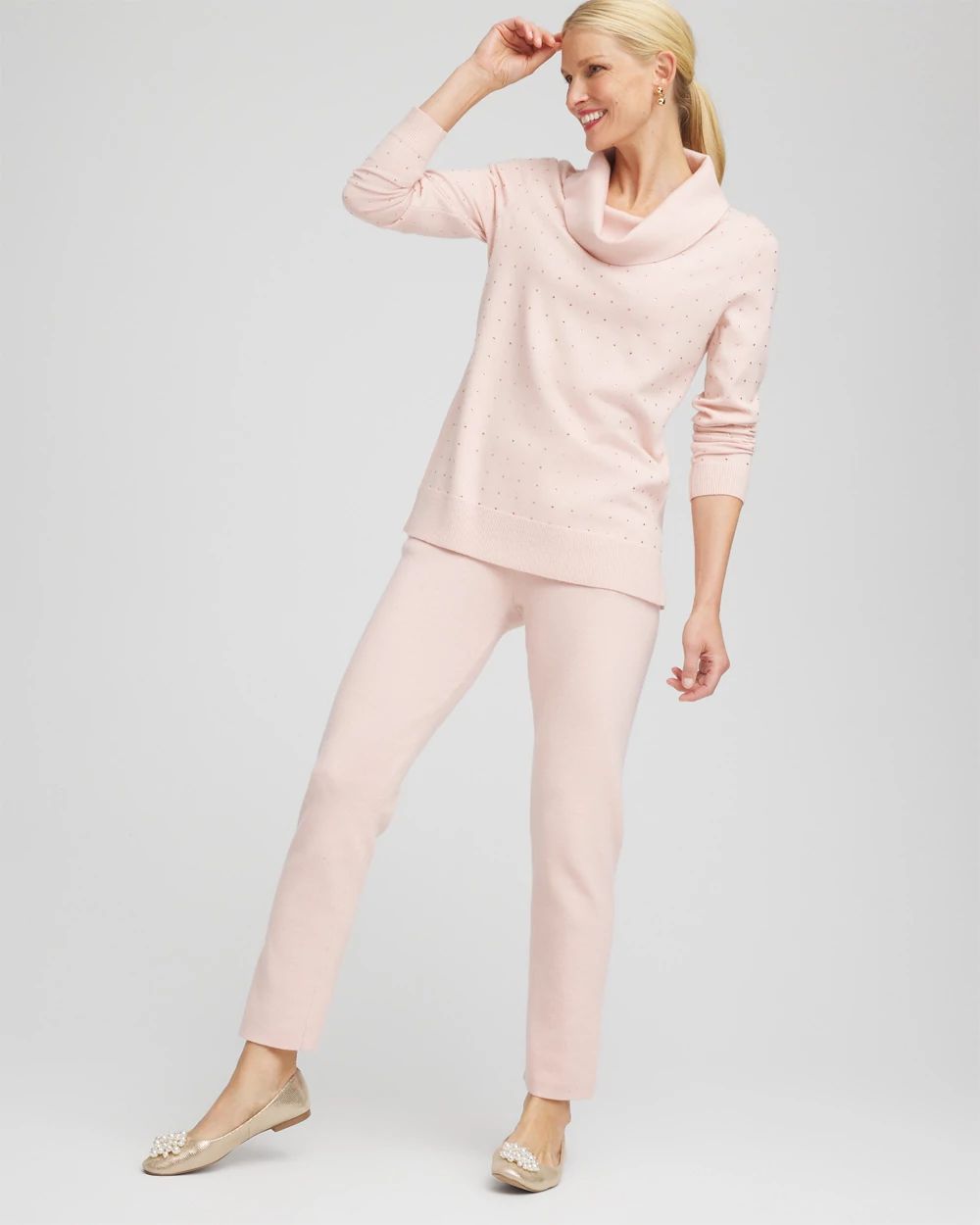 Zenergy® Luxe Diamante Cowlneck Tunic click to view larger image.