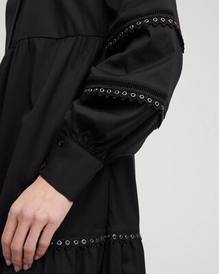 Poplin Lace Detail Tiered Dress