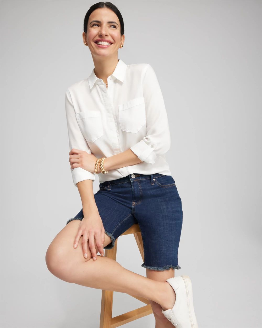 Girlfriend 7 Fray Hem Shorts