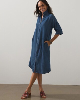 Relaxed Tencel Midi Shirt Dress