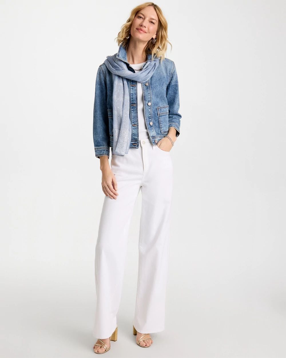 Cropped Denim Trucker Jacket click to view larger image.