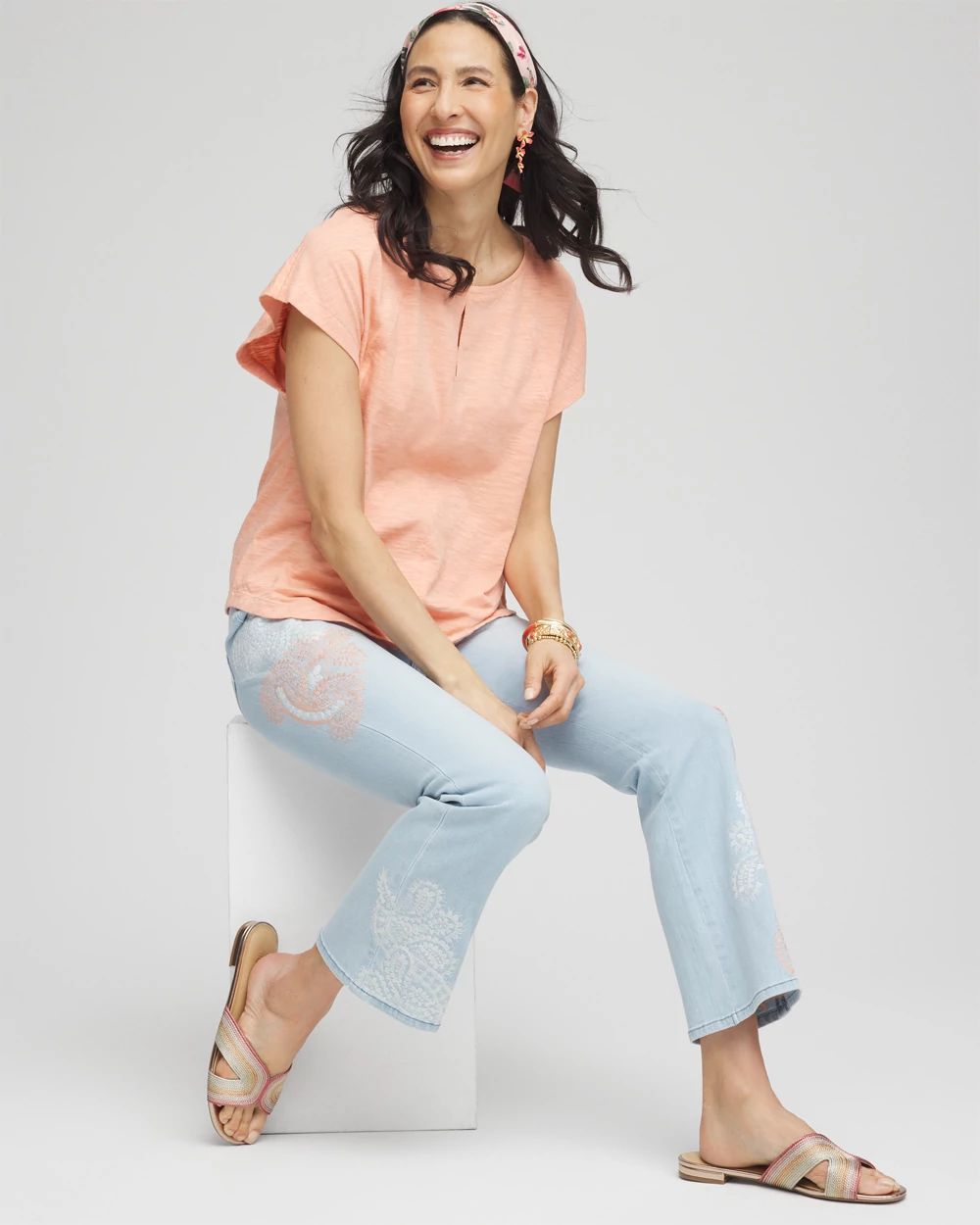 Slub Keyhole Neck Tee