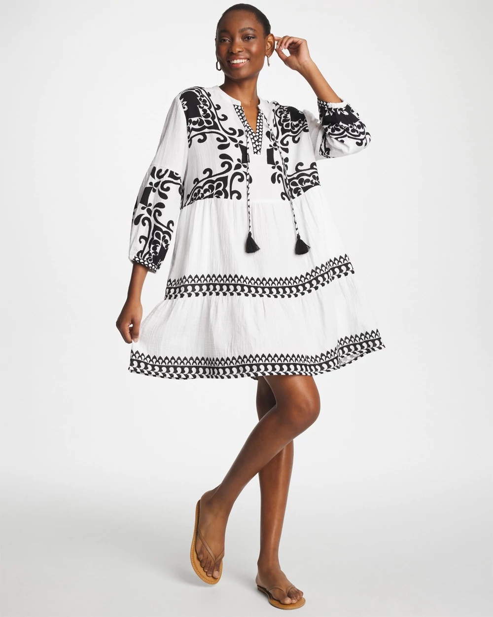 Woven Printed Swim Cover-Up Dress