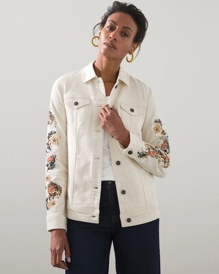 Embroidered Sleeve Denim Jacket