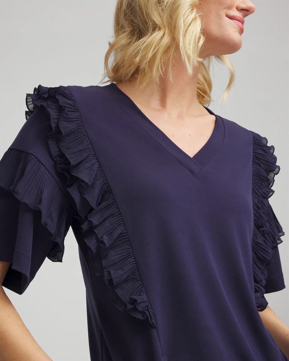 V-Neck Tiered Ruffle Sleeve Tee
