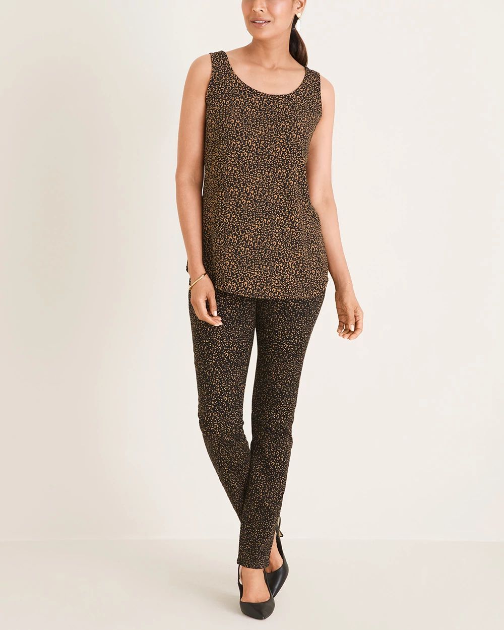 Etched-Texture Animal-Print Tank