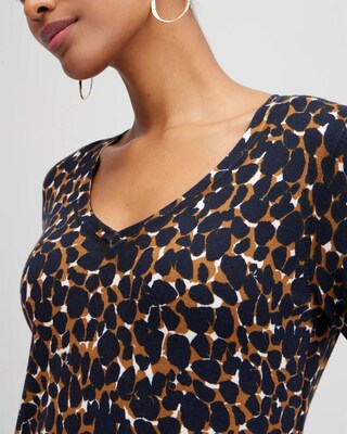 Spun Rayon Mosaic V-neck Pullover