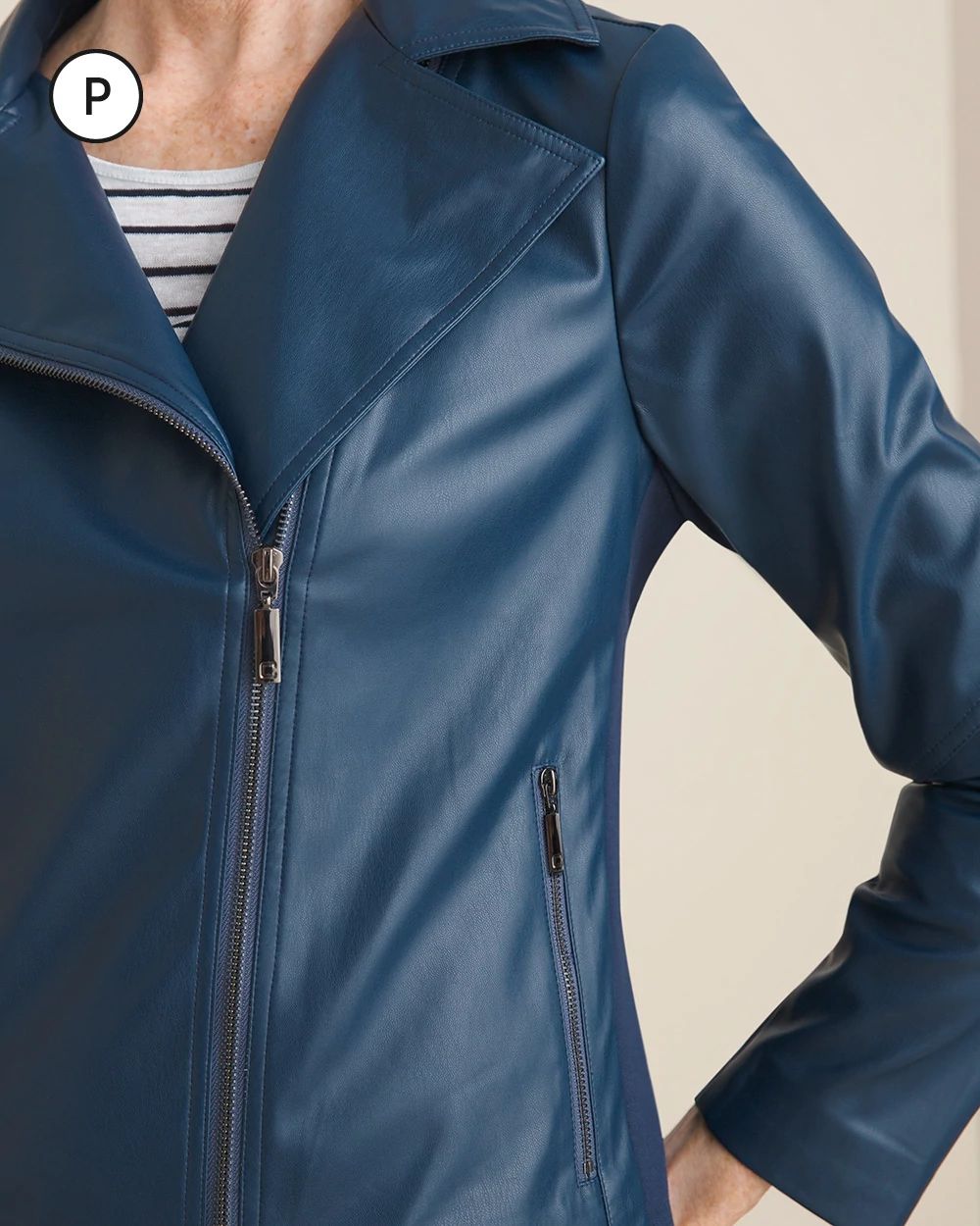 Petite Faux-Leather Moto Jacket