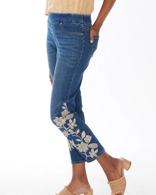 Floral Embellished Pull-On Crops