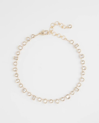 Bezel Set Short Goldtone Necklace
