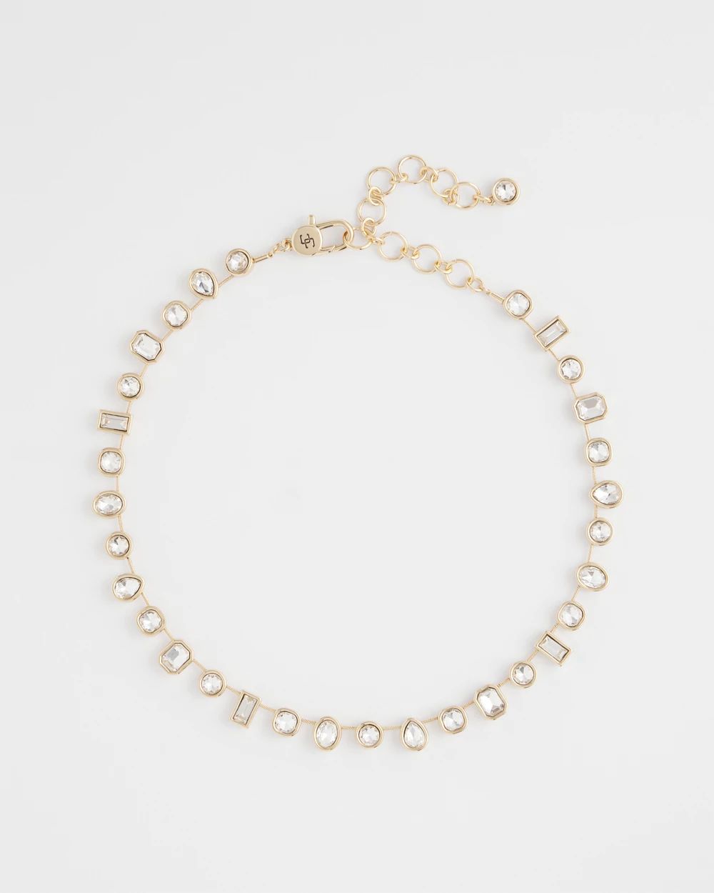 Bezel Set Short Goldtone Necklace