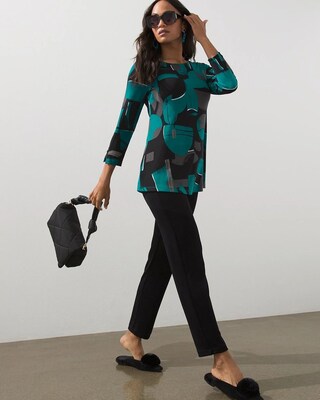 Travelers Print Zip Sleeve Tunic