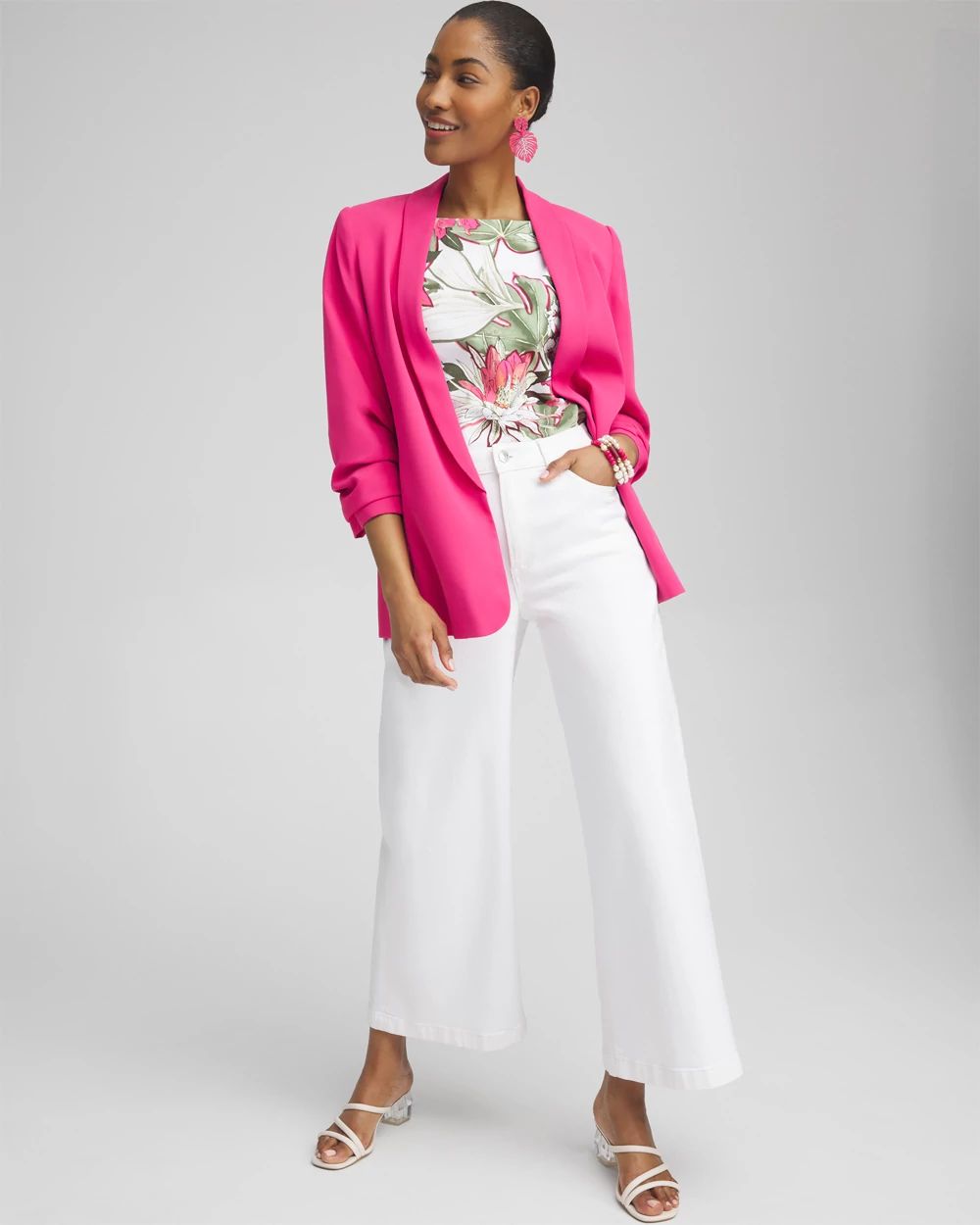 Ruched Sleeve Blazer