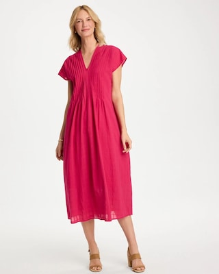 Cotton Slub Popover Midi Dress