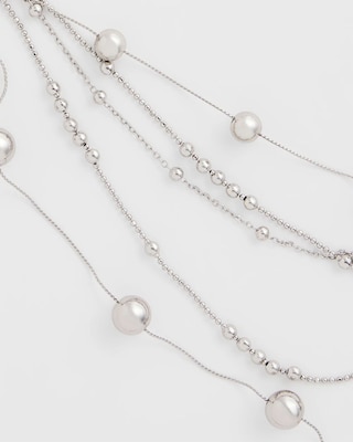 Multistrand Beaded Silvertone Necklace click to view larger image.