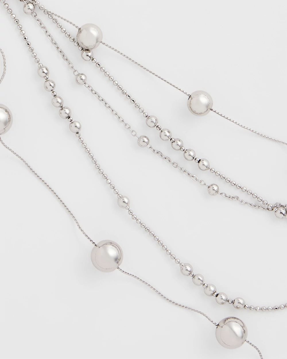 Multistrand Beaded Silvertone Necklace