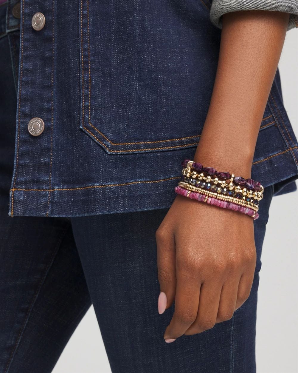 Purple Stretch Set of Five Bracelets
