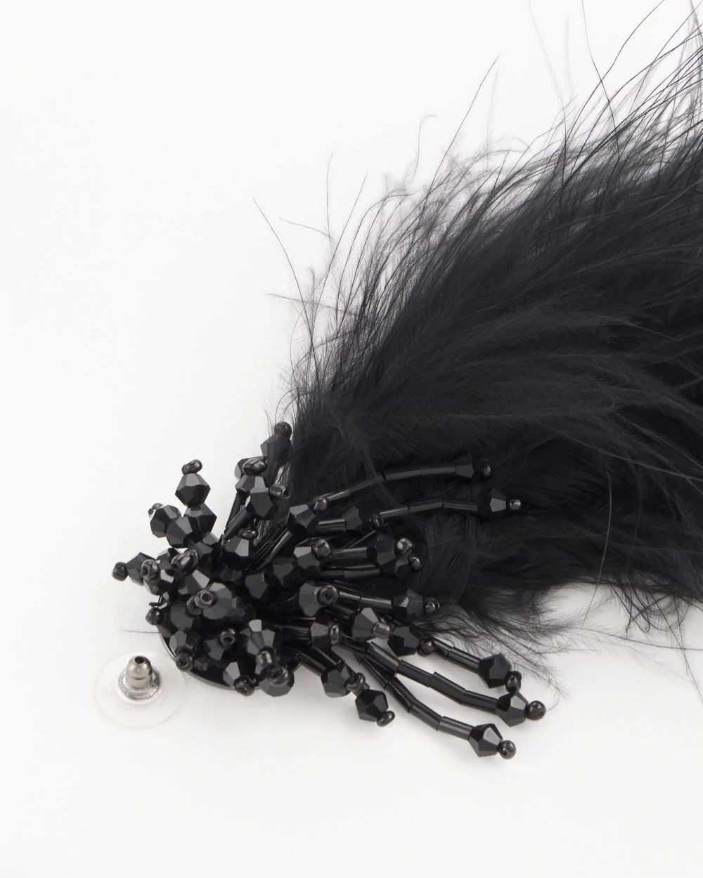 No Droop™ Black Feather Drop Earrings