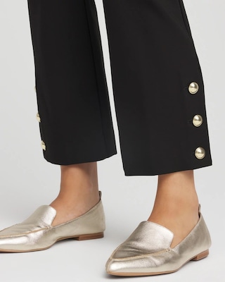 Bi-Stretch Flared Button-Hem Cropped Pants click to view larger image.