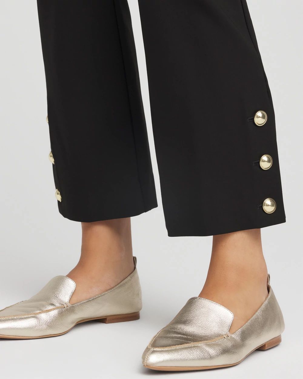 Bi-Stretch Fly Front Flared Cropped Pants