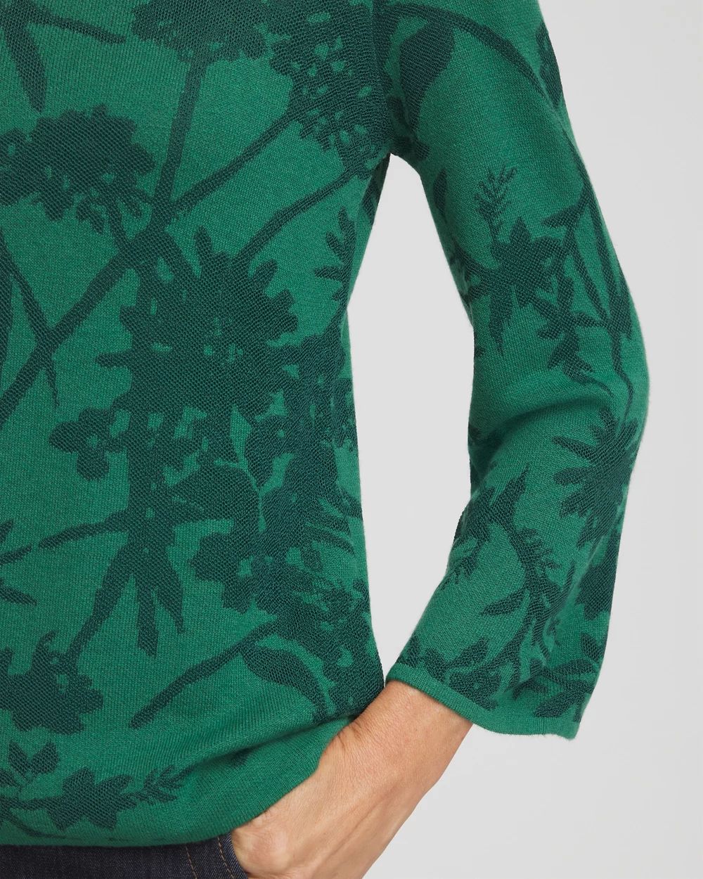 Jacquard Mock Neck Long Sleeve Sweater