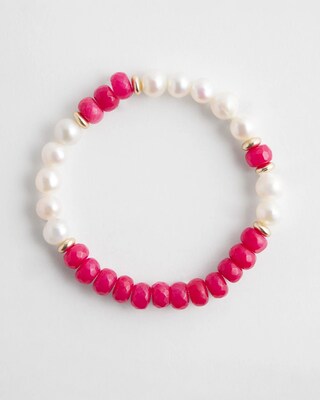 Jade & Fresh Water Pearl Stretch Bracelet