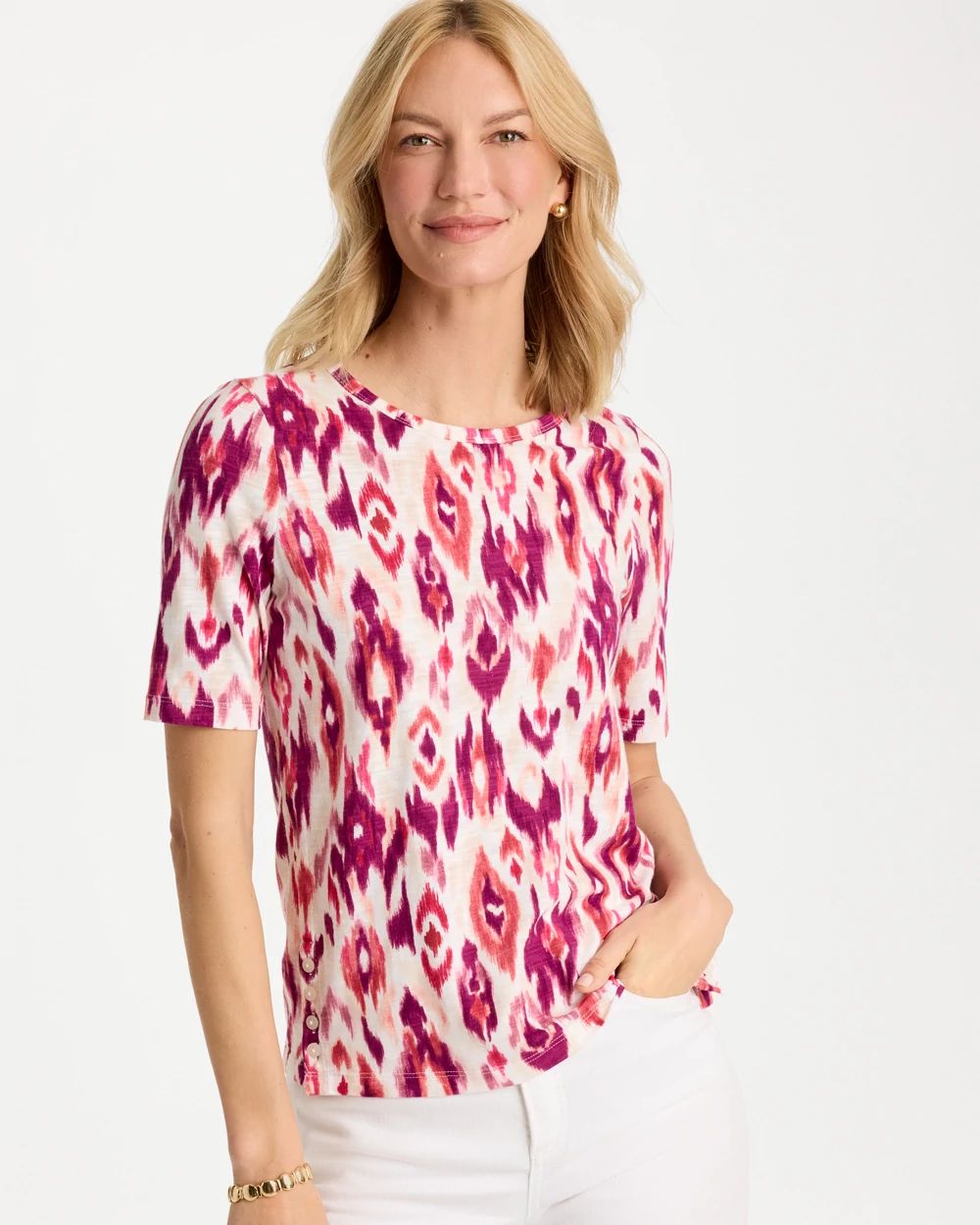Printed Pima V-Neck Tee
