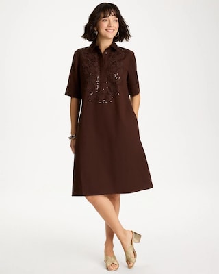 Embellished Linen Popover Dress