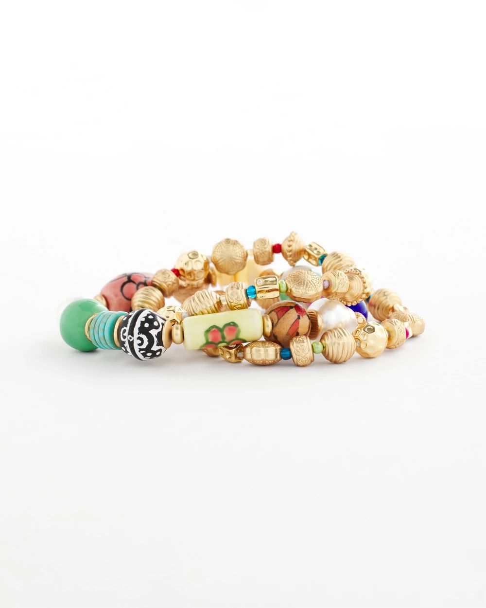 Shell & Pearl Stretch Set of Three Bracelets