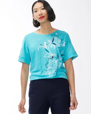 Linen Floral Relaxed Tee