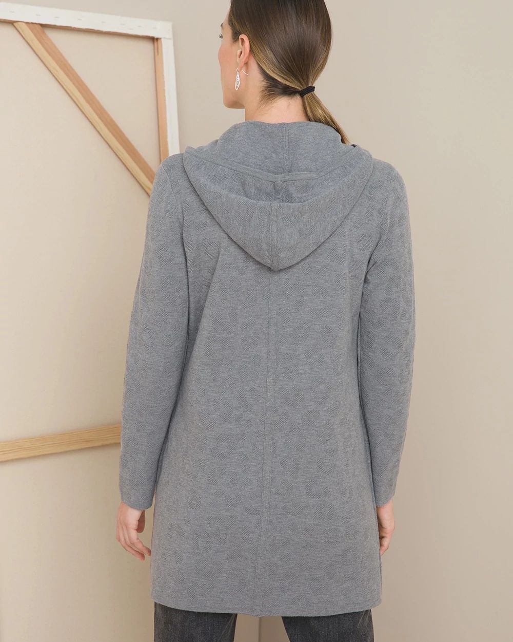 Tonal Animal-Print Cardigan/Coat