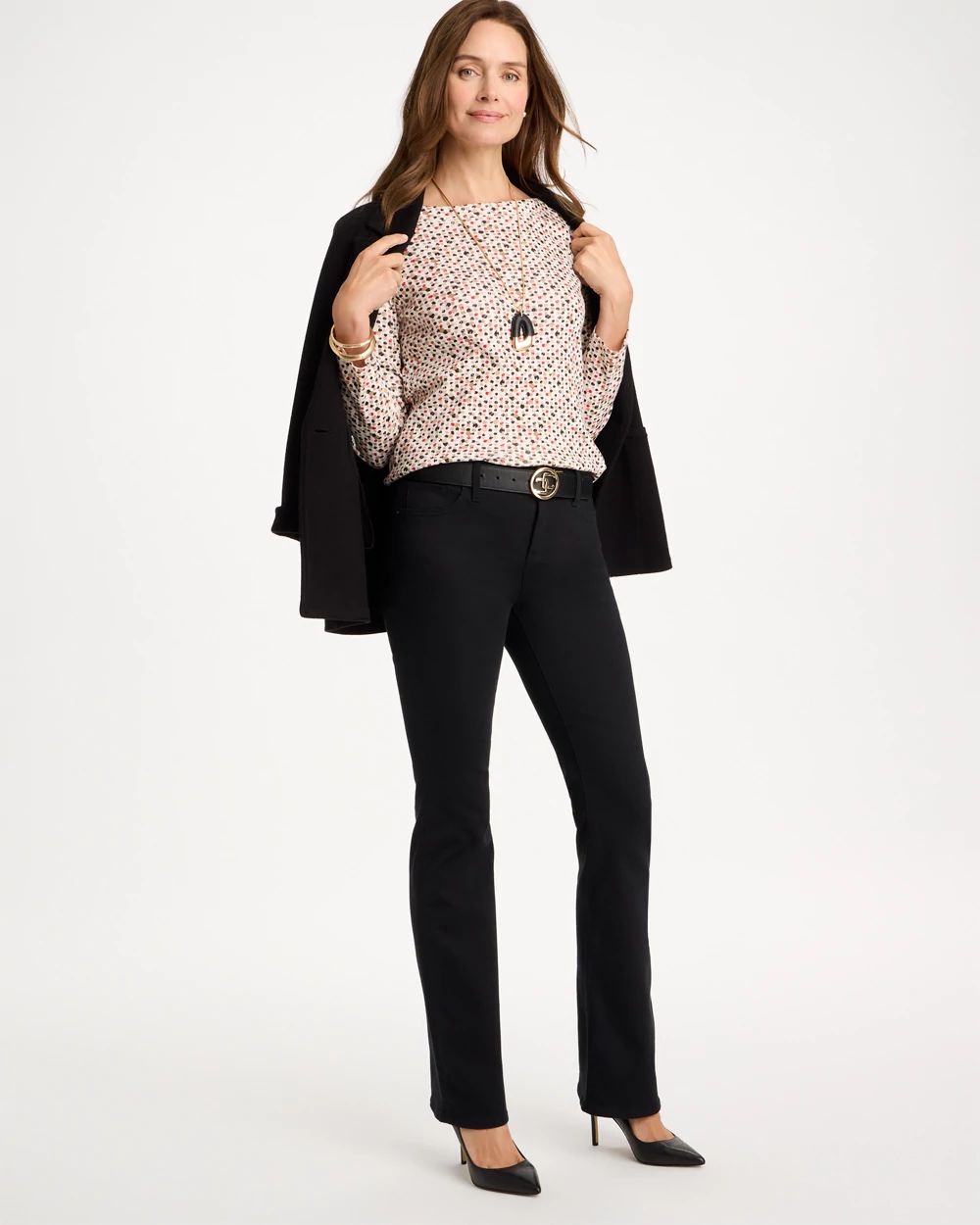 Geo Stretch-Cotton Boatneck Tee click to view larger image.