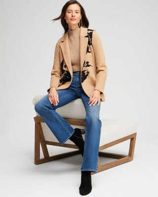Leaf Print Cardigan Jacket